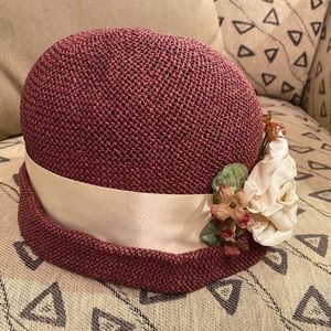 Janies Cloche, Burgundy-colored Straw, SMALL